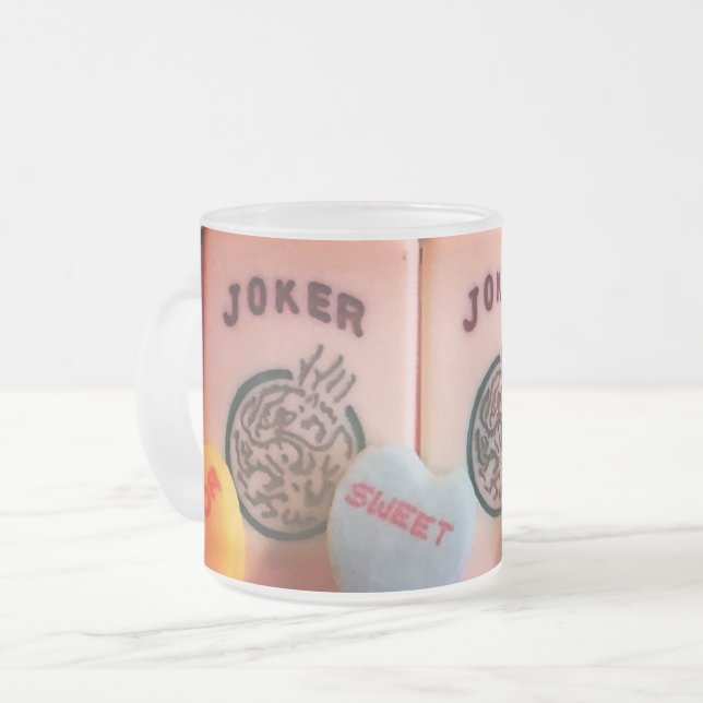 De Café Vidro Jateado Caneca do fosco do Mah Jongg (Frente Esquerda)