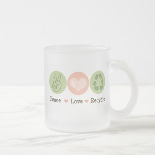 De Café Vidro Jateado Caneca do fosco do reciclar do amor da paz