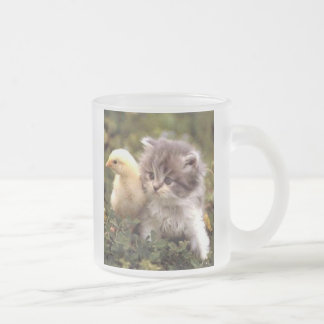 De Café Vidro Jateado Caneca do gatinho e do pintinho do bebê
