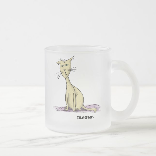 De Café Vidro Jateado Caneca do gato (Direita)