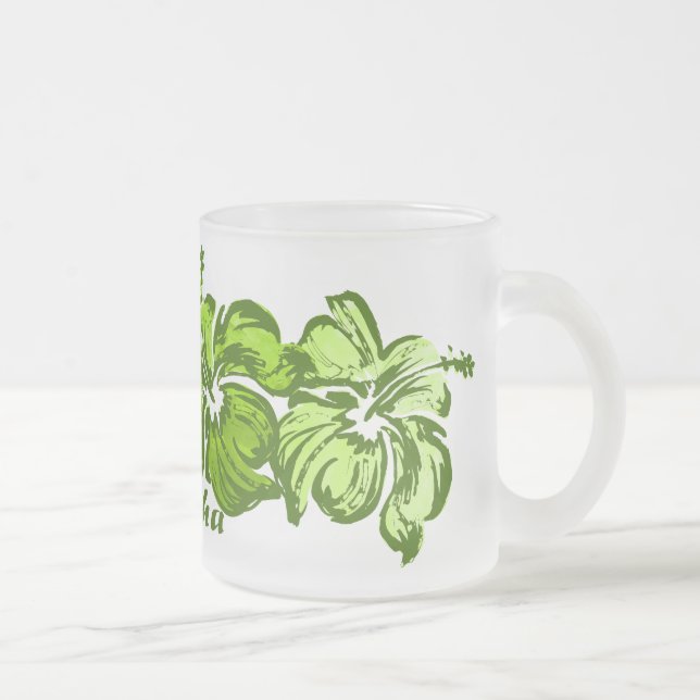 De Café Vidro Jateado Caneca do hibiscus da aguarela (Direita)