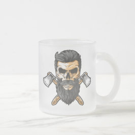 De Café Vidro Jateado Caneca do Lenhador Barbudo Caveira Machados Cruzad