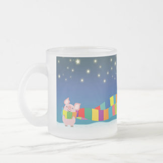 De Café Vidro Jateado Caneca do Natal do porco pequeno