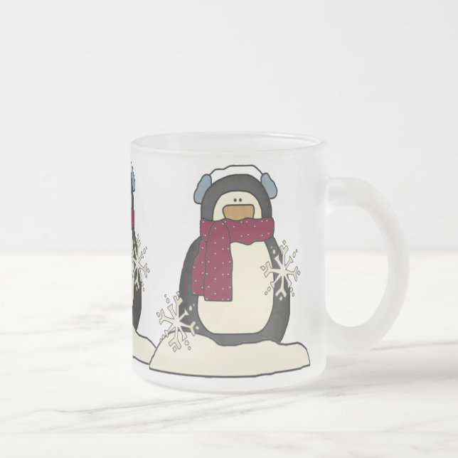 De Café Vidro Jateado Caneca do pinguim do Natal (Direita)