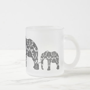 De Café Vidro Jateado Caneca do teste padrão do elefante do damasco