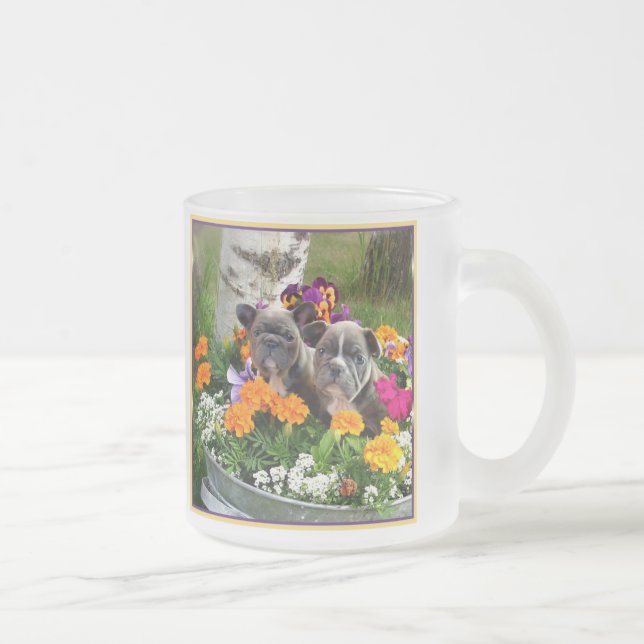 De Café Vidro Jateado Caneca dos buldogues franceses (Direita)