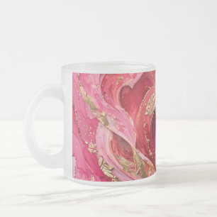 De Café Vidro Jateado Caneca Elegância Mármore Rosa e Dourado