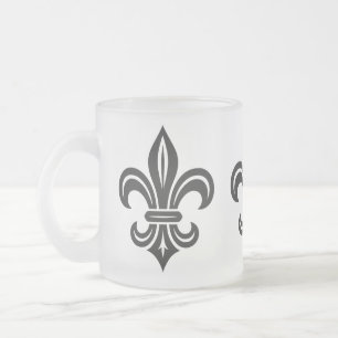 De Café Vidro Jateado Caneca "Fleur-de-lis Estilizada"