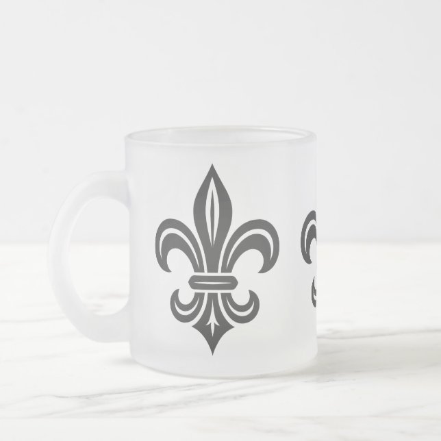 De Café Vidro Jateado Caneca "Fleur-de-lis Estilizada" (Esquerda)