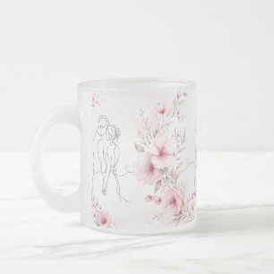 De Café Vidro Jateado Caneca Floral Casal Nome Personalizado 'Te Amo Sem