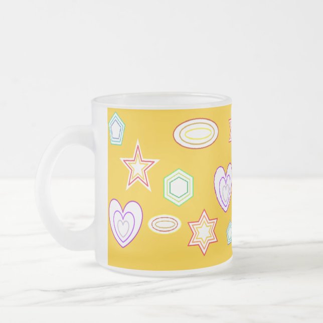 De Café Vidro Jateado Caneca Formas Laranja-Amarelo (Esquerda)