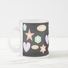 De Café Vidro Jateado Caneca Formas Pretas