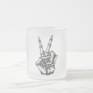 De Café Vidro Jateado Caneca Mão Caveira Paz e Amor