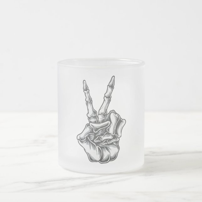 De Café Vidro Jateado Caneca Mão Caveira Paz e Amor (Centro)
