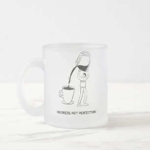 De Café Vidro Jateado Caneca Progresso. Não Perfeição