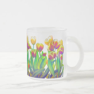 De Café Vidro Jateado Caneca psicadélico do jardim da tulipa