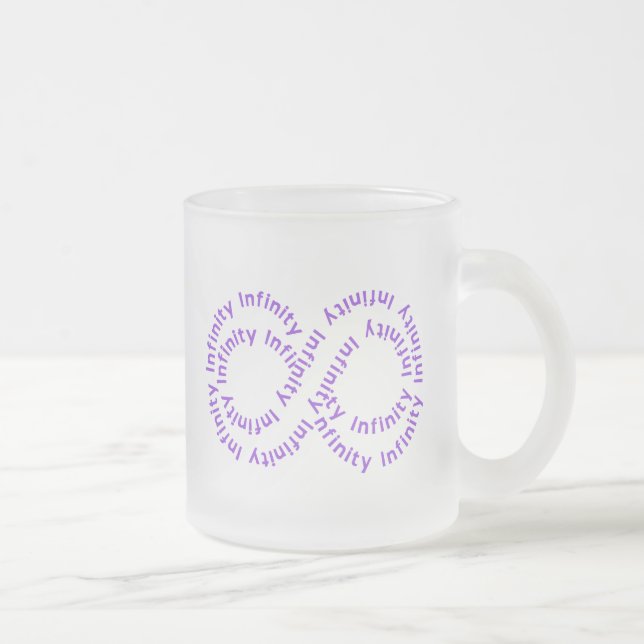 De Café Vidro Jateado Caneca roxa do símbolo da infinidade do texto (Direita)