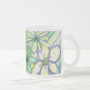 De Café Vidro Jateado flowa do baloo na caneca gelado