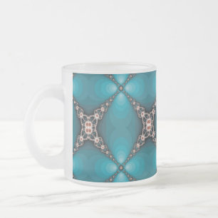 De Café Vidro Jateado Fractal do oceano X - turquesa - caneca do fosco