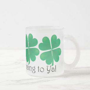 De Café Vidro Jateado Parte-o--Manhã a Ya! Caneca do trevo