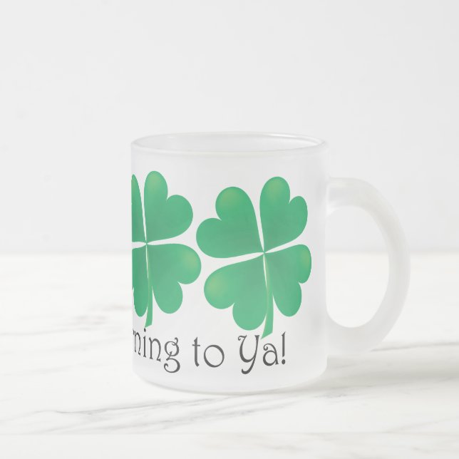 De Café Vidro Jateado Parte-o--Manhã a Ya! Caneca do trevo (Direita)