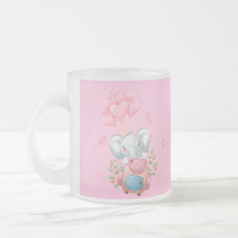 De Café Vidro Jateado Personalize | Caneca Elefante Rosa Fofa