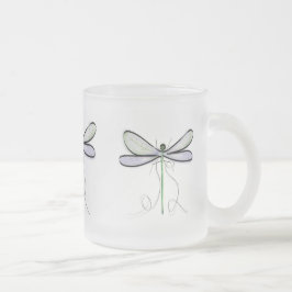 DE CAFÉ VIDRO JATEADO UM SIMPLES CANECA GELO COM LIBÉLULA