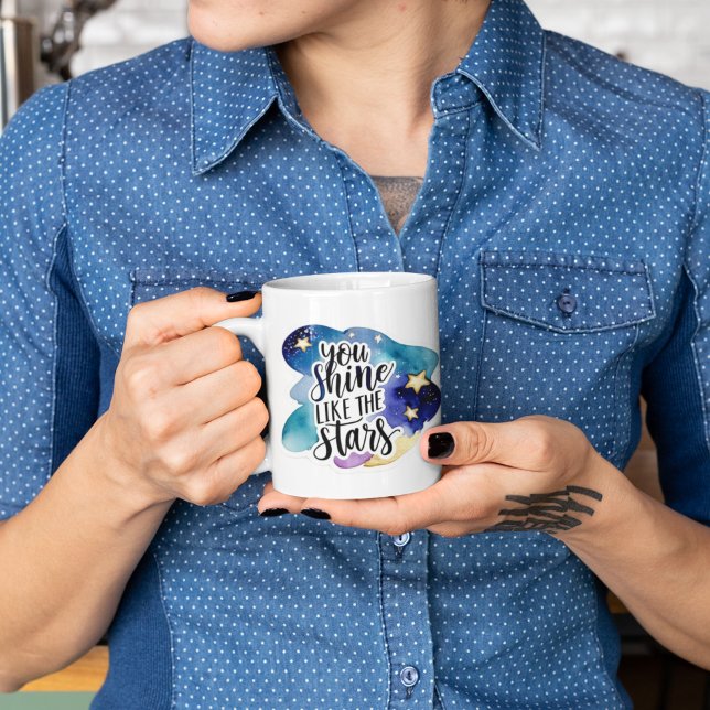 De Café Você Brilha Como A Caneca Das Estrelas (Empower someone special with this, "You shine like the stars" mug! )