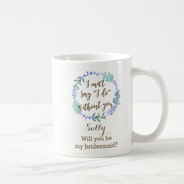De Café você será minha caneca floral azul da grinalda da (Direita)