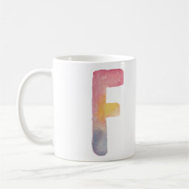 DE CAFÉ WATERCOLOR ALPHABET MONOGRAMA LETRA 'F' | CANECA