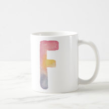 WATERCOLOR ALPHABET MONOGRAMA LETRA 'F' | CANECA
