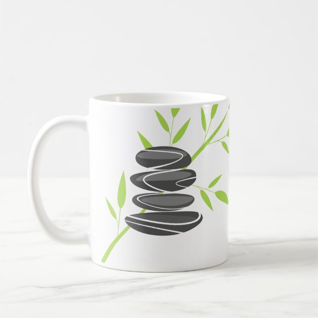 De Café Zen pebble empilhando caneca com aspas inspiradora (Esquerda)
