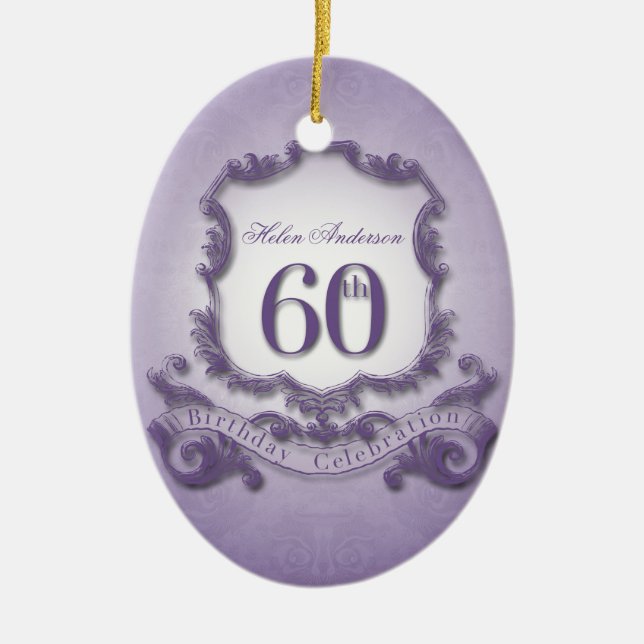 De Cerâmica 60th Ornamento personalizado celebração do (Frente)