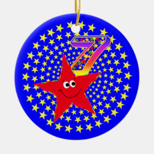 De Cerâmica 7o Ornamento redondo da estrela vermelha do