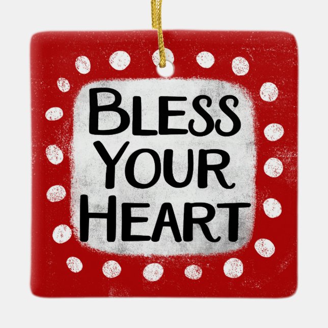 De Cerâmica Abençoe Seu Ornamento Cardíaco (Frente)