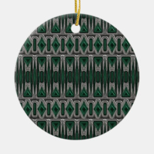 De Cerâmica Abstrato prata e ornamento verde