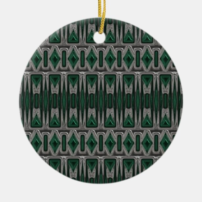 De Cerâmica Abstrato prata e ornamento verde (Frente)