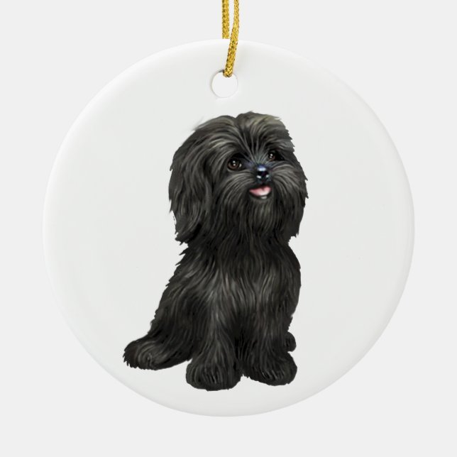 De Cerâmica Adorável Black Shih Tzu - Apenas o Ornamento do Cã (Frente)