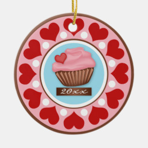 De Cerâmica Amor & ornamento cerâmico da árvore do cupcake