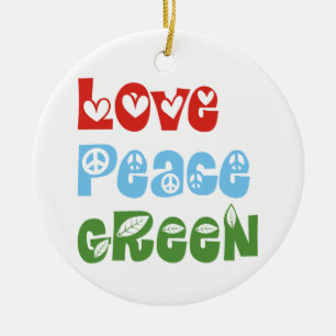De Cerâmica Amor, Paz, ornamento personalizado verde