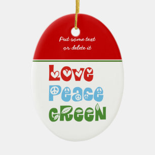 De Cerâmica Amor, Paz, ornamento personalizado verde