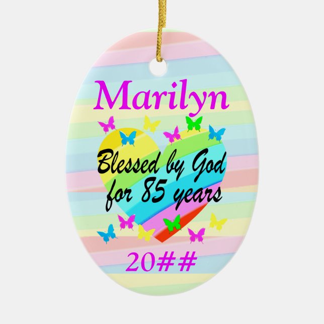 DE CERÂMICA AMOR PREENCHIU O 85º ANIVERSÁRIO ORNAMENTO PERSONA (Frente)