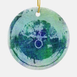 De Cerâmica Anel Grunge Abstrato e Ornamento Estrela