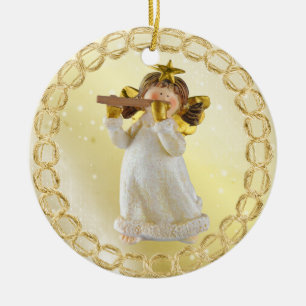 De Cerâmica Anjo bonito do Natal que joga o ornamento da
