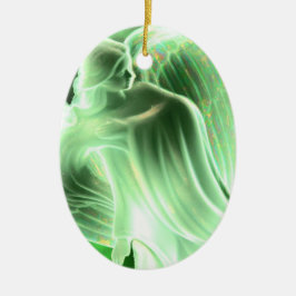 De Cerâmica Anjo Verde com Dizendo - Ornamento Oval