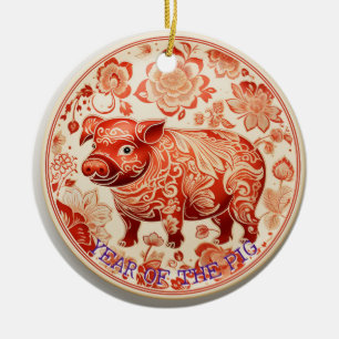De Cerâmica Ano do Ornamento do Porco Chiyogami
