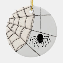 Aranhas e ornamento cerâmico do Halloween na Web