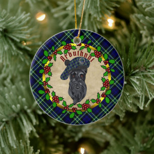 De Cerâmica Arbuthnot Scottie Dog Christmas — ornamento cer