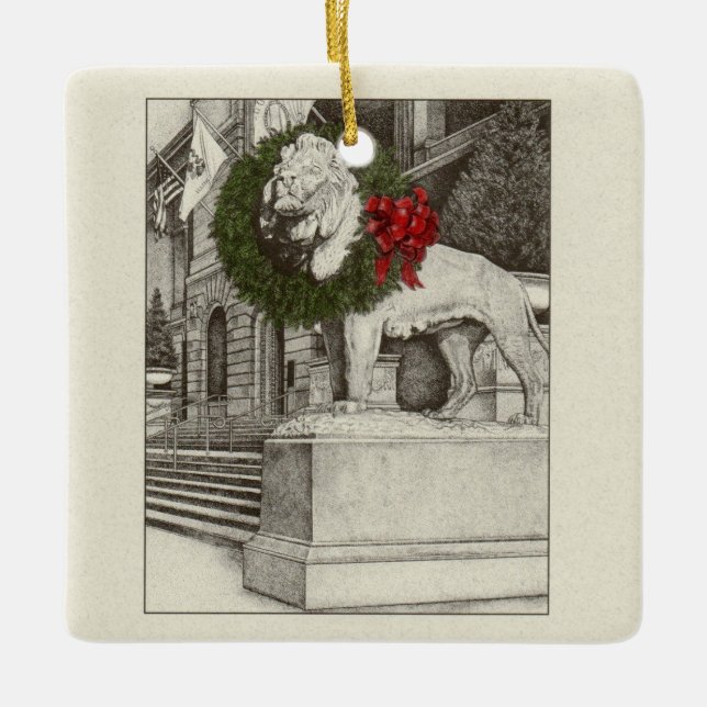 De Cerâmica Arte Institute Lion ornamento cerâmico (Frente)