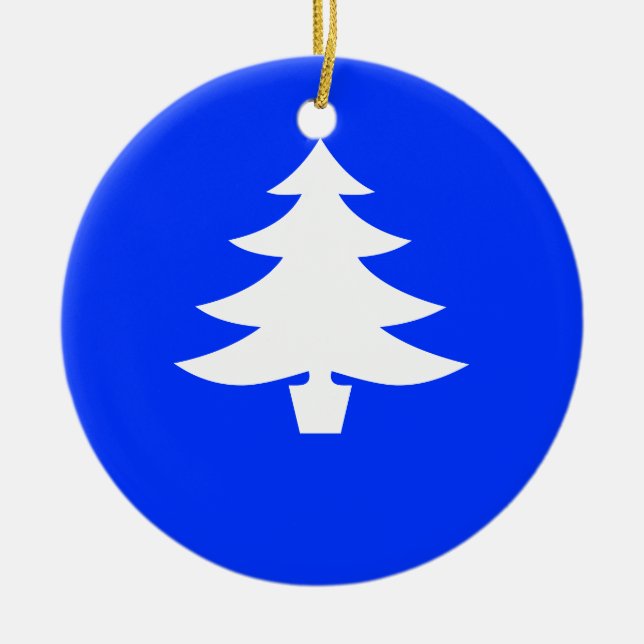 De Cerâmica Árvore branca do feriado no ornamento azul do (Frente)